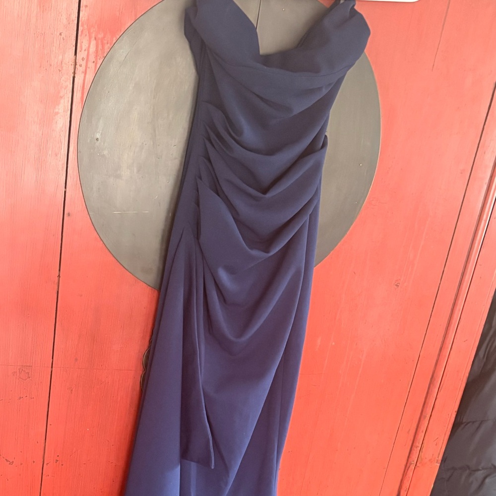 Babyboo Elegant Navy Blue Strapless Evening/Prom Gown